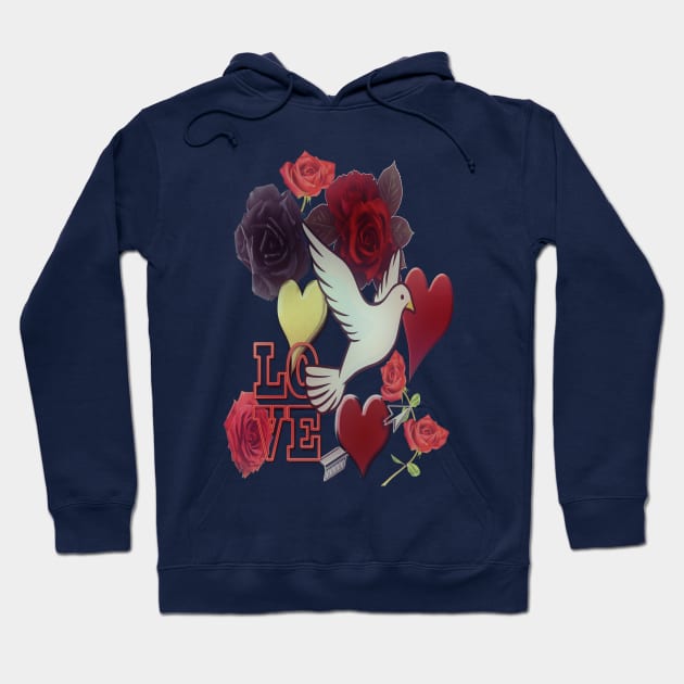 LOVE Vintage Pattern Hoodie by RoxanneG